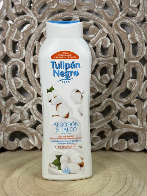 gel tulipán negro algodón y talco